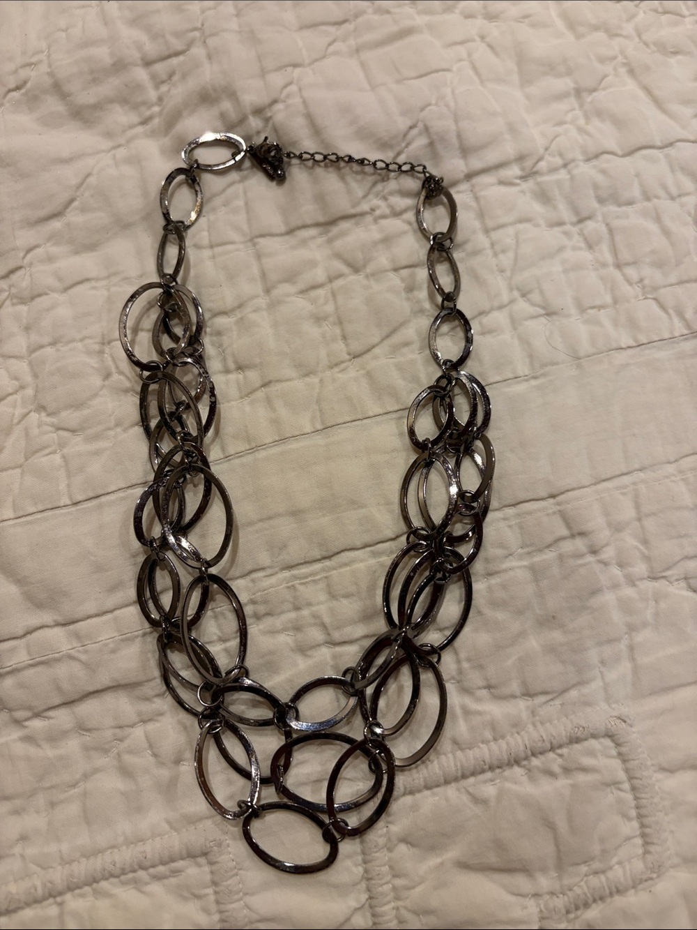 Women's Multi-Link Metal Statement Necklace in Gunmetal